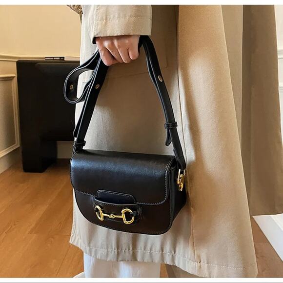 Black Designer GG Horsebit Leather Shoulder Crossbody Bag - Picture 7 of 9